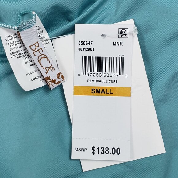 Becca Bristol Plunge One-Piece Cutout Crisscross Swimsuit Mineral Blue Size S - Picture 5 of 16